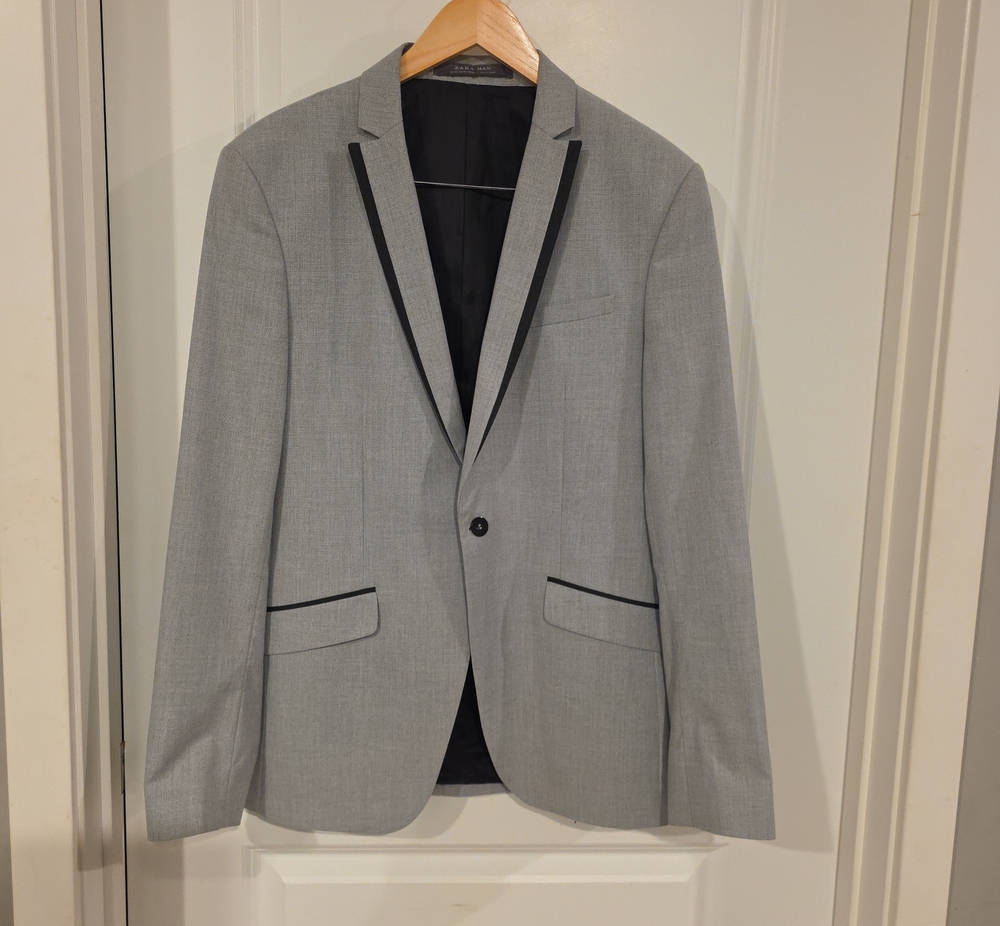 Zara Gray Blazer with Black Trim
